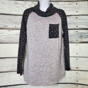 White Birch Gray Polka Dot Cowl Neck Pullover Top Women’s Medium USA Made